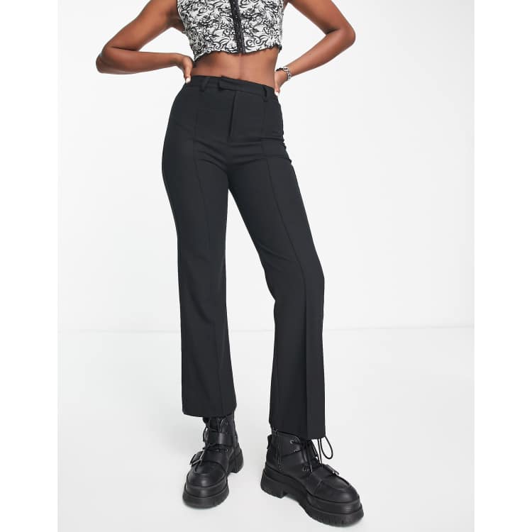 Bershka Kick Flare Pants In Black, 44 OFF