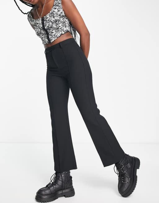 Bershka kick flare trouser in black