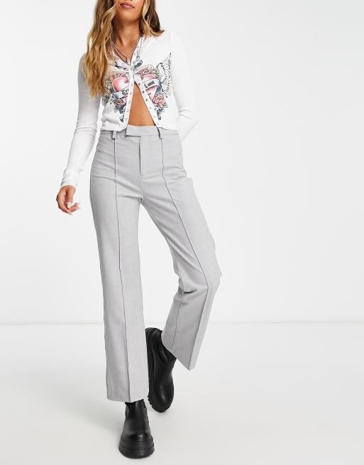 Bershka kick flare pants in gray