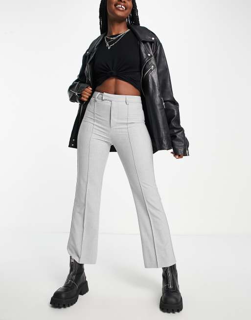 Bershka kick flare pants in gray