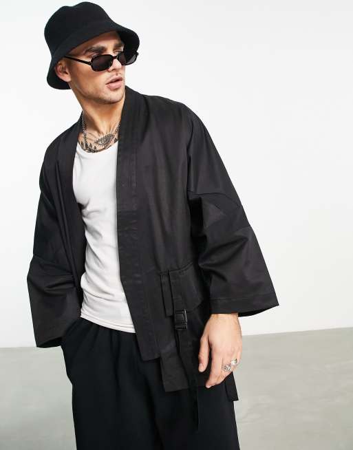 Bershka kimono jacket black ASOS