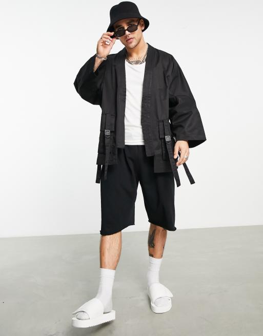 Bershka kimono jacket black ASOS