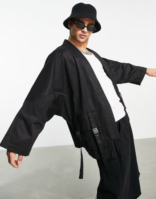 Bershka kimono jacket black ASOS