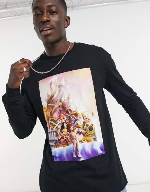 Bershka Kingdom Hearts long sleeve t shirt in black