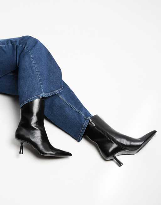 Bershka Kitten heel ankle boots in black