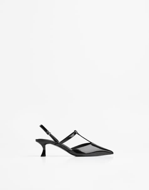 Bershka Kitten heel shoes with strap in black - view 1