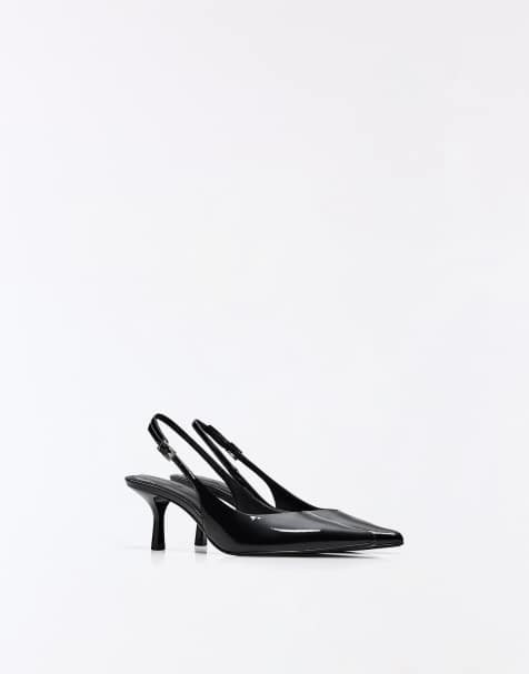 Bershka kitten heelschoenen in zwart - view 1