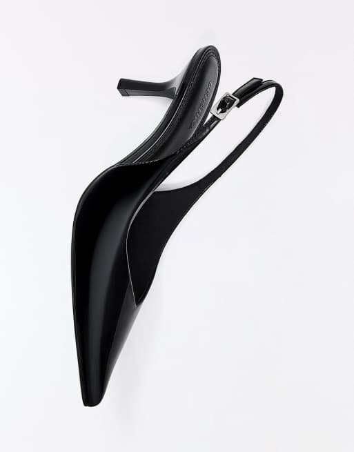 Bershka kitten heelschoenen in zwart, 3 van 7