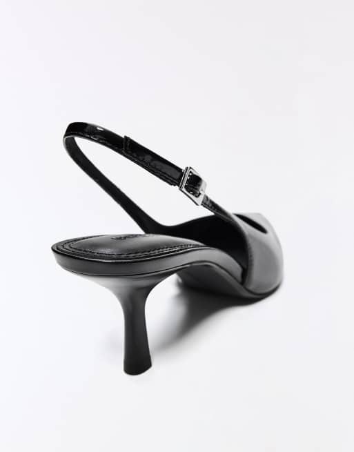 Bershka kitten heelschoenen in zwart, 6 van 7