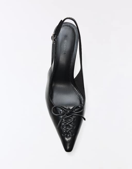 Bershka kitten-hæl corset-sko i sort, 4 af 7