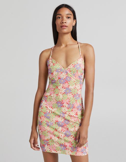 Bershka - Kjole med stropper og retro-blomstermønster