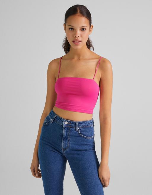 Bershka – Klarrosa linne med smala axelband