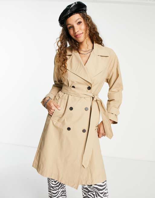 Bershka Klassieke trenchcoat in beige ASOS