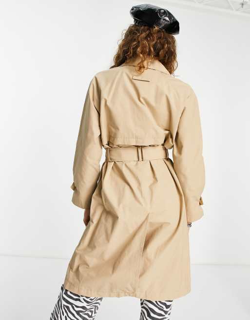 Bershka – Klassischer Trenchcoat in Beige ASOS