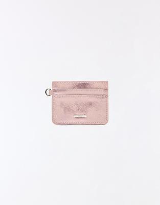 Bershka - Kleines Kartenetui in rosa Lederoptik