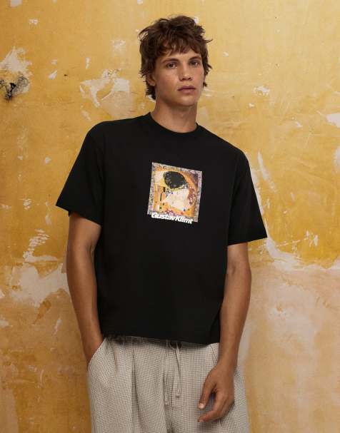 Bershka - Klimt - T-shirt a maniche corte nera con stampa - view 1