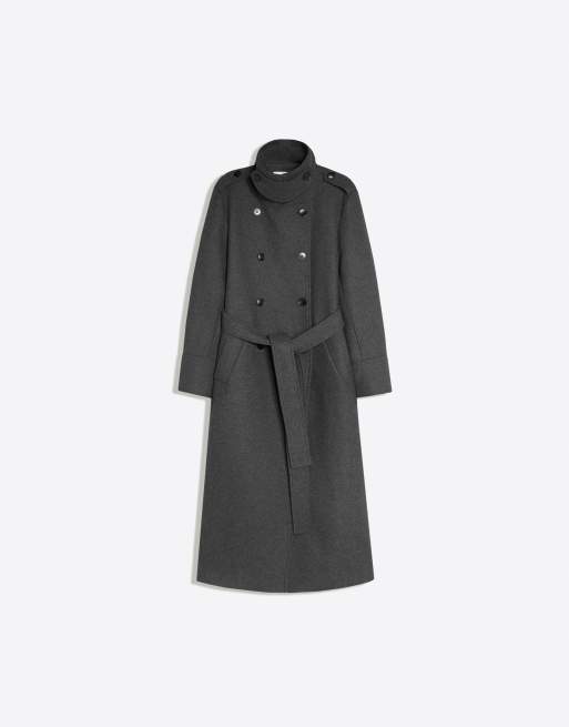 Bershka knäppt kappa med filtliknande effekt i grått, 6 av 6