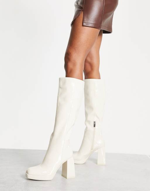 White faux best sale leather boots