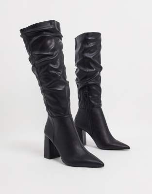 slouchy knee high leather boots