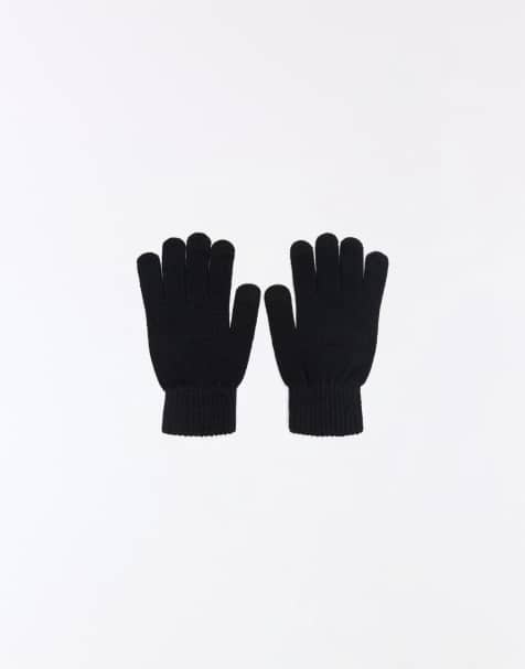 Bershka Knit gloves with patch in black - view 1