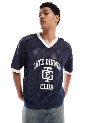 Bershka Knit Mesh Late Club T-shirt
