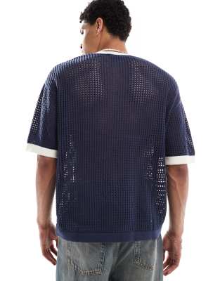 Bershka Knit Mesh Late Club T-shirt