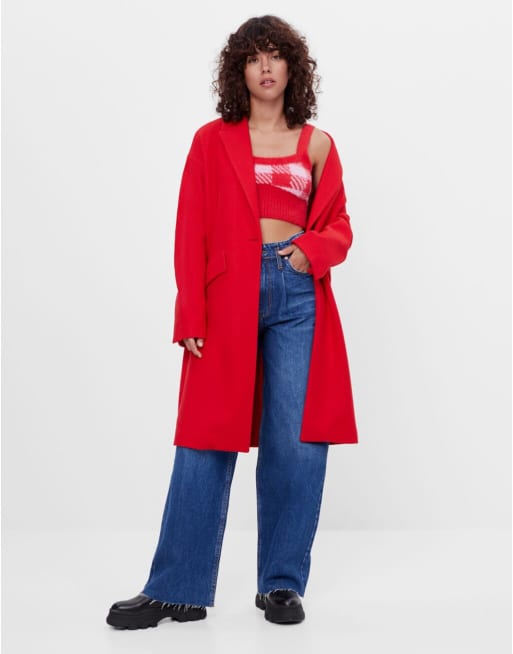 Bershka on sale red coat