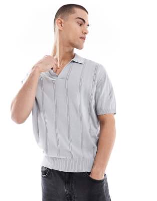 knit polo shirt in blue