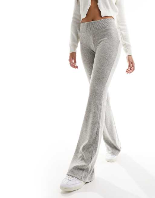 Bershka knit wide leg pants in gray heather