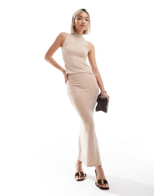 Bershka Bershka knitted co-ord skirt in sand-Neutral