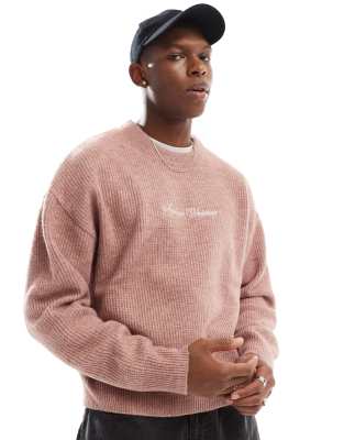 knitted embroidered sweater in pink