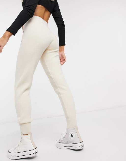 Bershka knitted joggers in cream ASOS