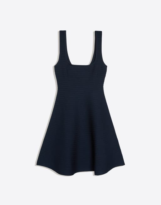 Bershka Knitted mini dress with flared skirt in blue, 5 of 5