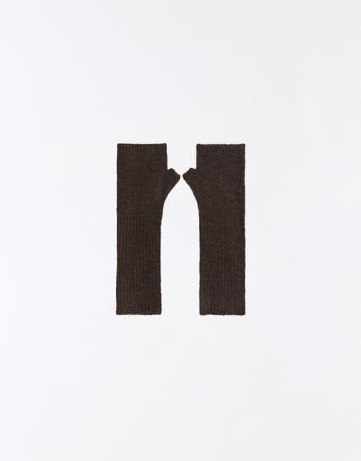 Bershka Knitted mittens in brown, 4 of 5