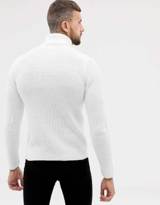 cream knitted roll neck jumper