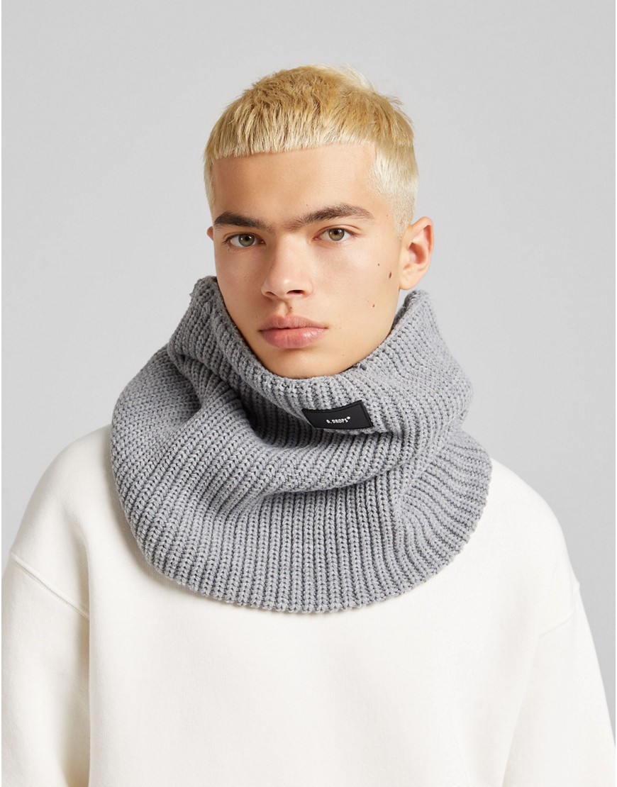 Bershka knitted scarf in charcoal-Gray