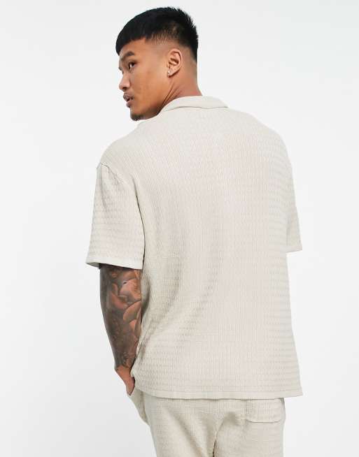 Bershka knitted shirt in beige (part of a set), 2 of 4