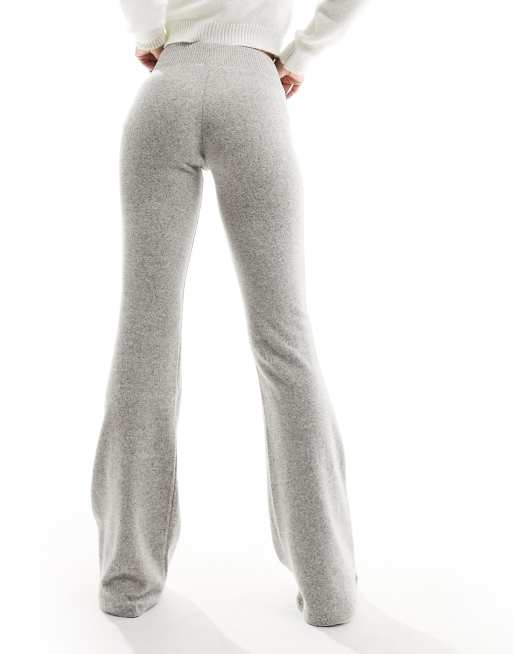 Bershka knitted wide leg trousers in grey marl, 3 of 5