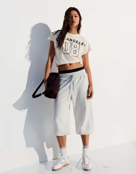 Bershka Knot print t-shirt in ecru - view 1