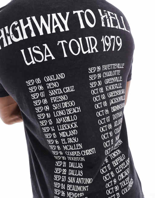 Bershka Koksgra og forvasket T shirt med ACDC grafik ASOS