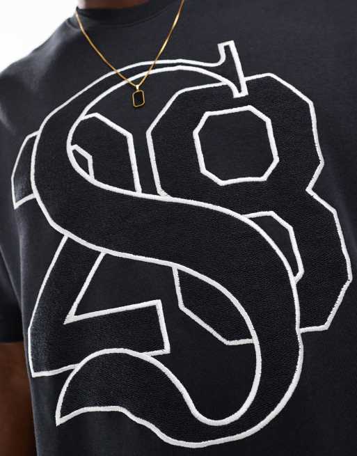 Bershka - Koksgrå t-shirt med firkantet pasform og collegeprint , 3 af 4