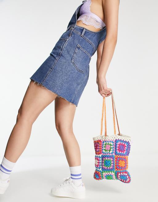 Bershka – Kolorowa szydełkowa torba typu tote