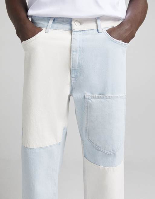 Bershka – Kolorowe jeansy z łączonych elementów o kroju w stylu lat 90, 3 z 4