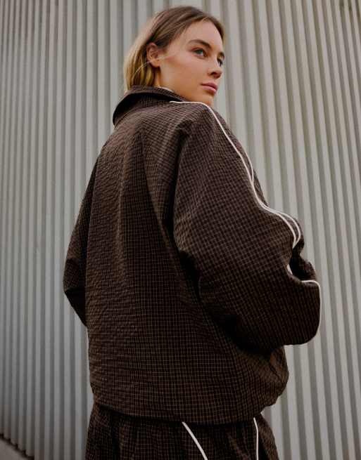 Bershka kontrast let jakke i brun, 3 af 5