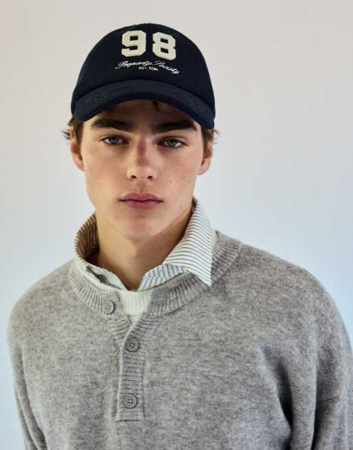 Bershka Kontraststrick-Henley-Pullover in Hellgrau, 3 von 7