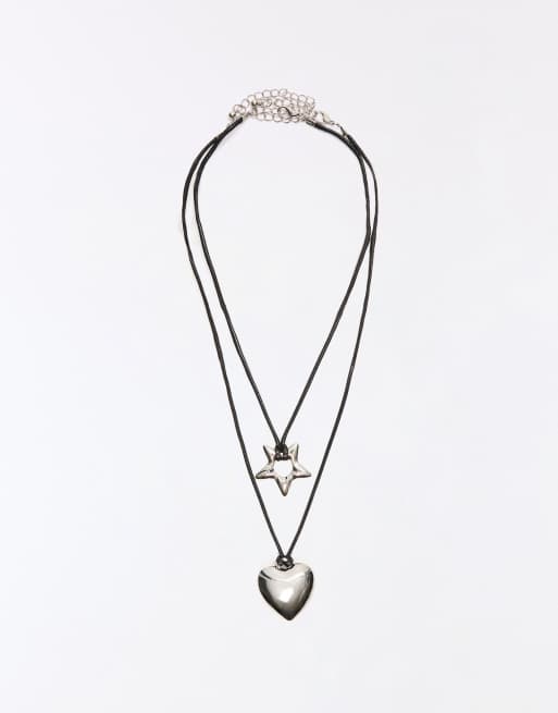 Bershka Kordel-Halskette mit Anhänger-Set in Silber, 2 von 4