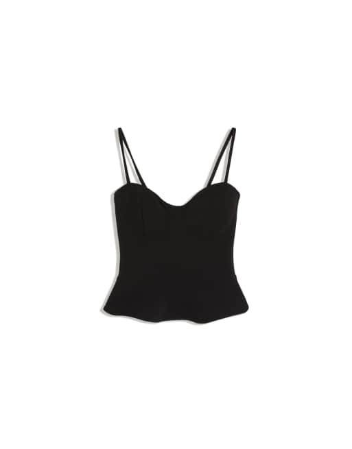 Bershka - Korsettop met peplum in zwart, 4 van 5