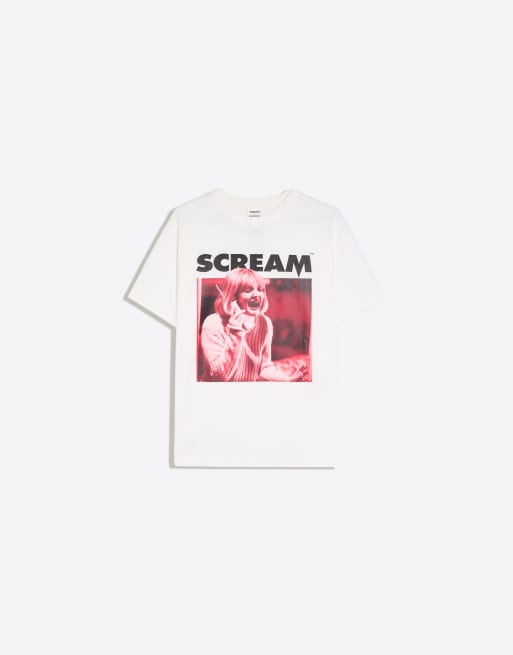 Bershka kortärmad t-shirt med Scream-tryck i vitt, 5 av 5