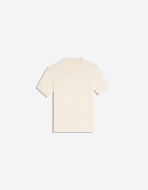 Bershka kortärmad tröja med polokrage i ecru, 5 av 5