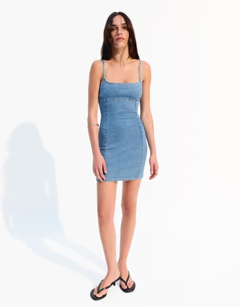 Bershka - Korte denim jurk lichtblauw - view 1
